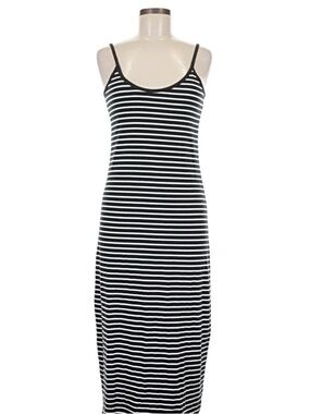 Zara Black and White Striped Midi Dress